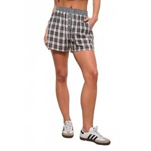 NEW PRETTY GARBAGE pretty in plaid boxer shorts in black